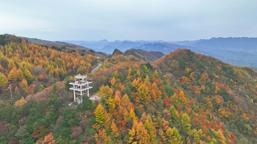 四川米仓山大峡谷如天然五彩画卷